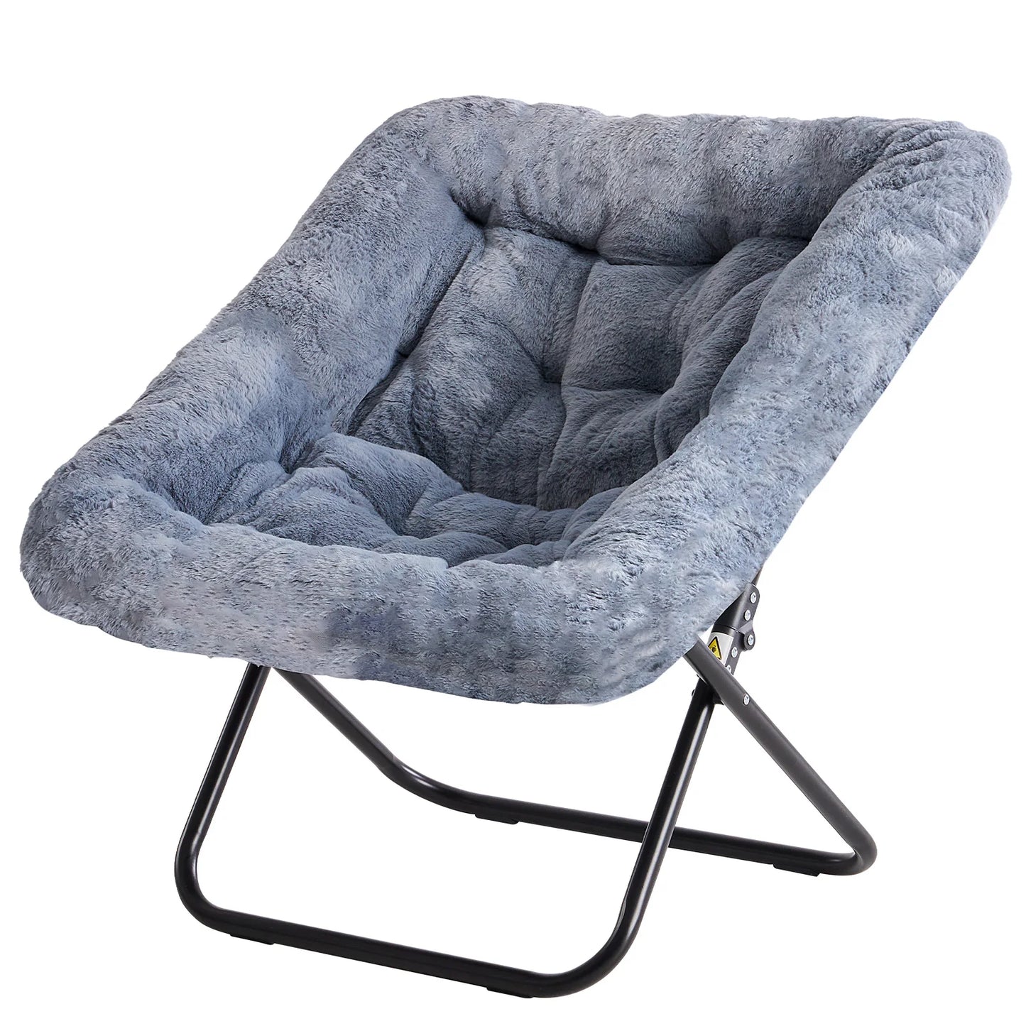 JHK Cozy Faux Fur Saucer Chair Folding With Padded Seat And Metal Frame