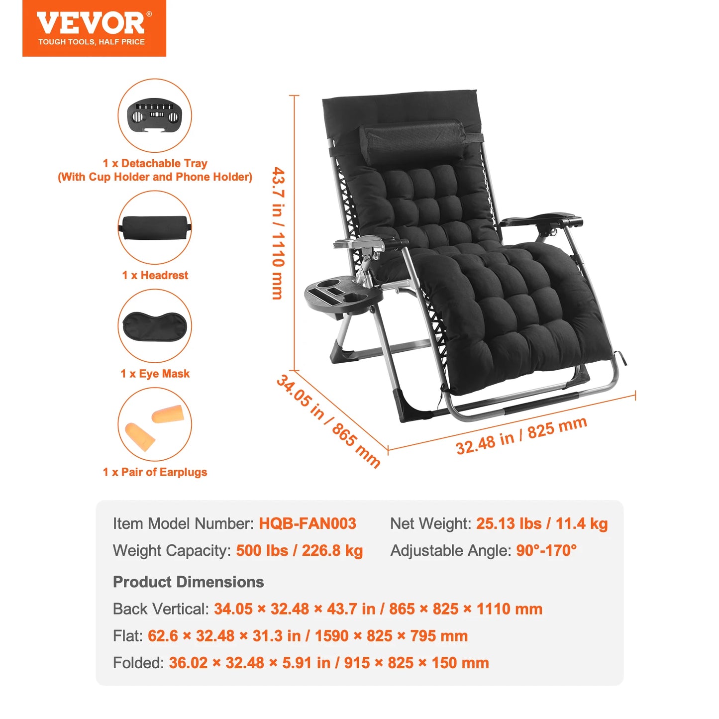 SucceBuy Zero Gravity Chair Outdoor Recliner With Footrest And Cupholder