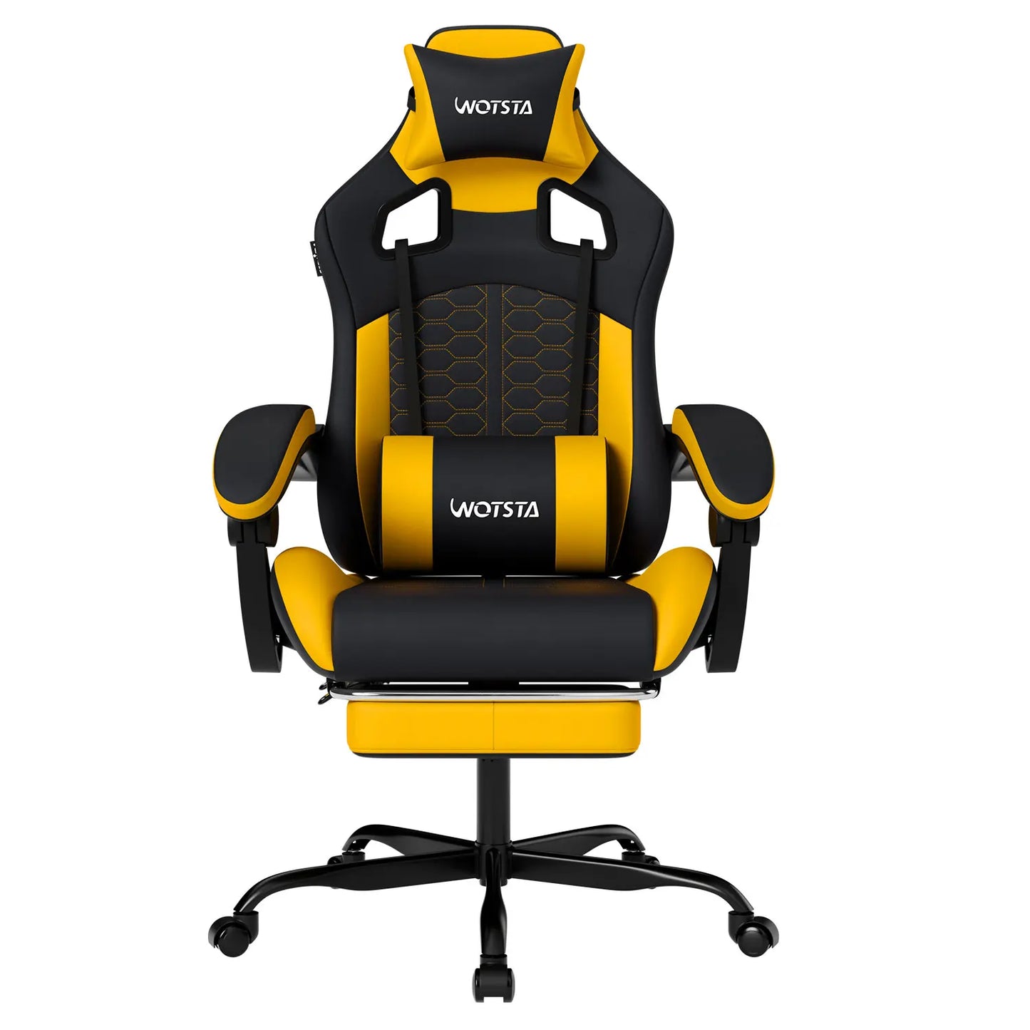 Wotsta Gaming Chair With Footrest Lumbar Support Adjustable Height