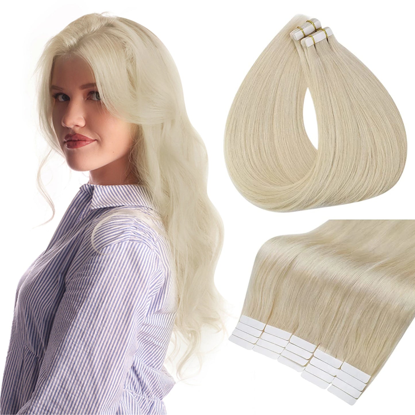 Full Shine Hair Tape In Remy Natural Human Hair Extensions
