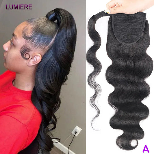 Lumiere Hair Body Wave Clipin Ponytail Extensions Virgin Human Hair