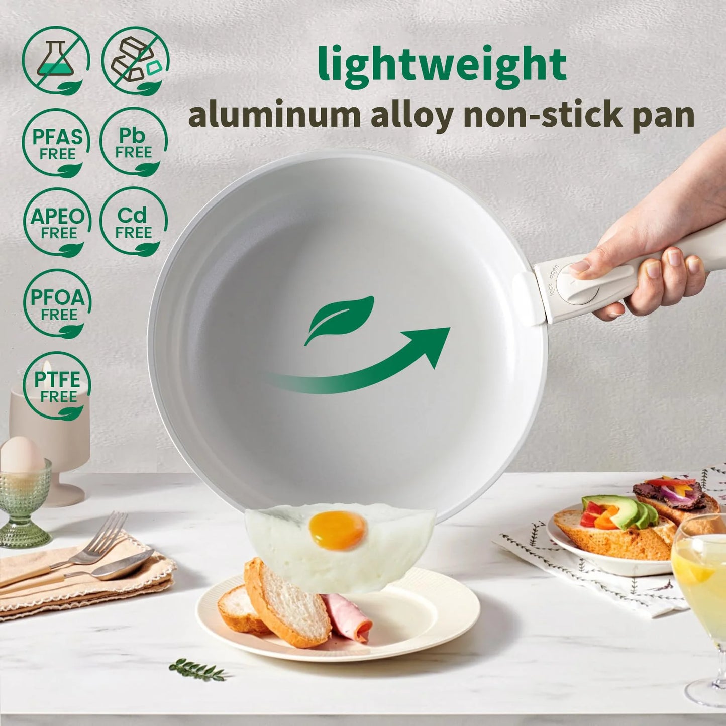 Nonstick Pots And Pans Set With Detachable Handle Induction Friendly