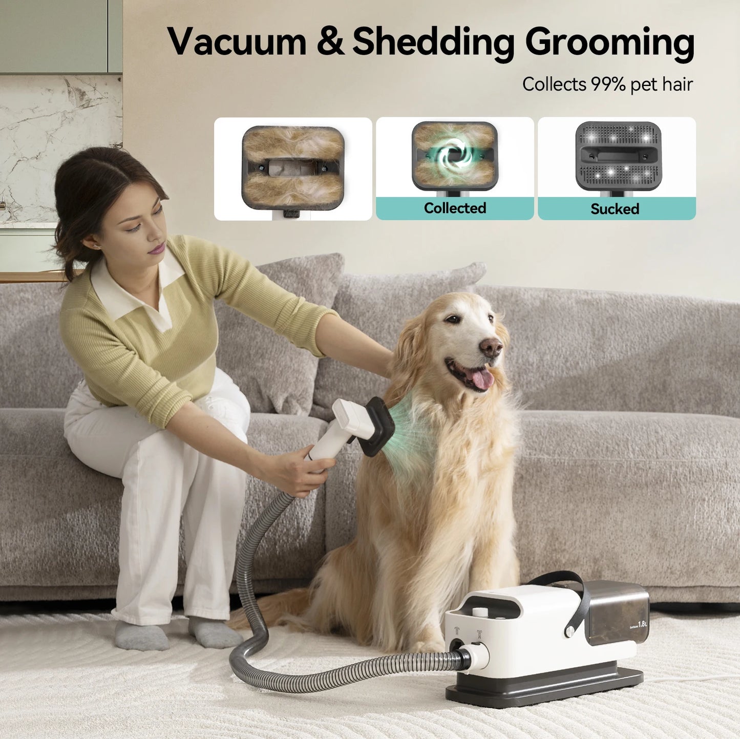 Amicura P1 Pet Grooming Vacuum And Hair Dryer Kit 15kPa