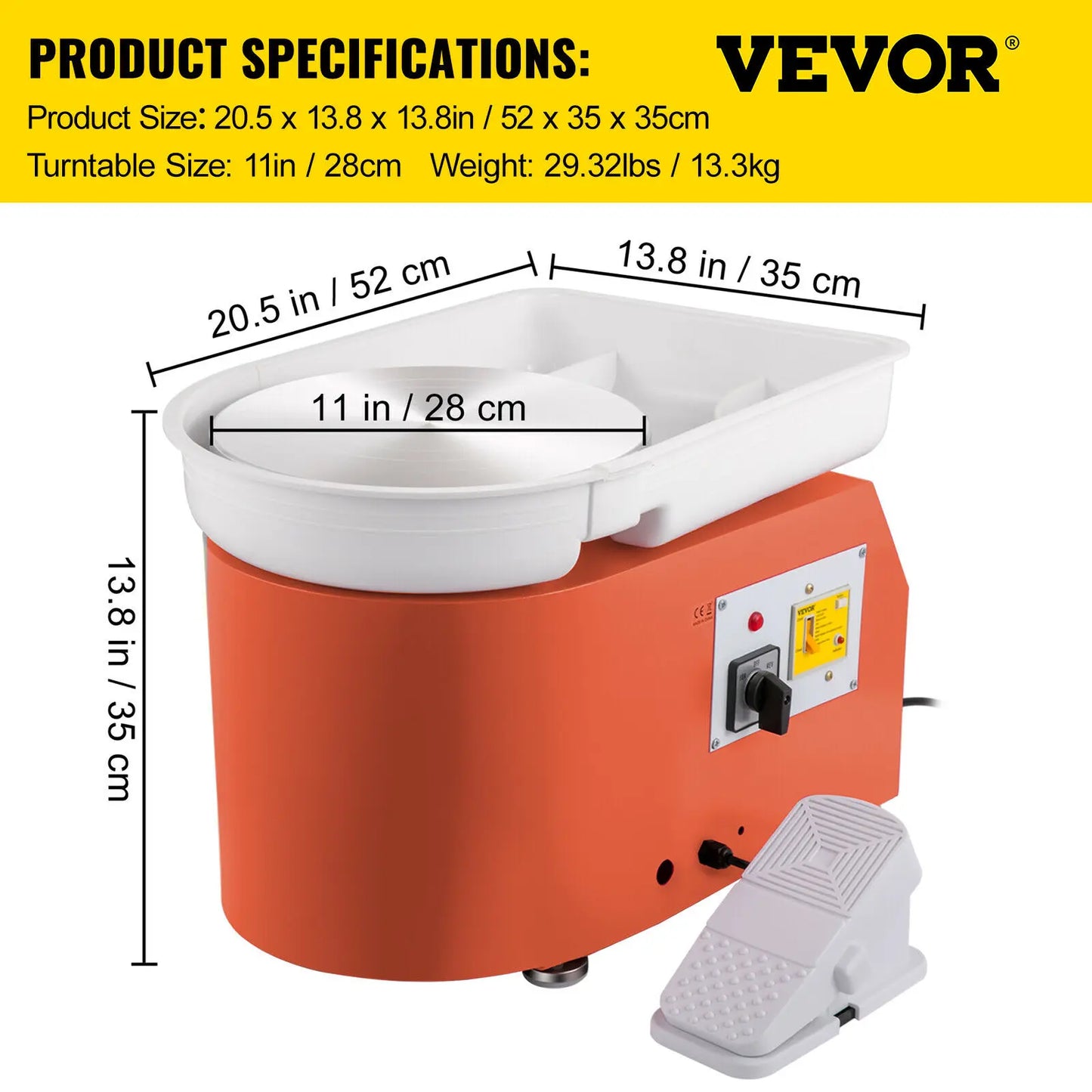SucceBuy 350W Electric Pottery Wheel With Foot Pedal For Ceramic Clay