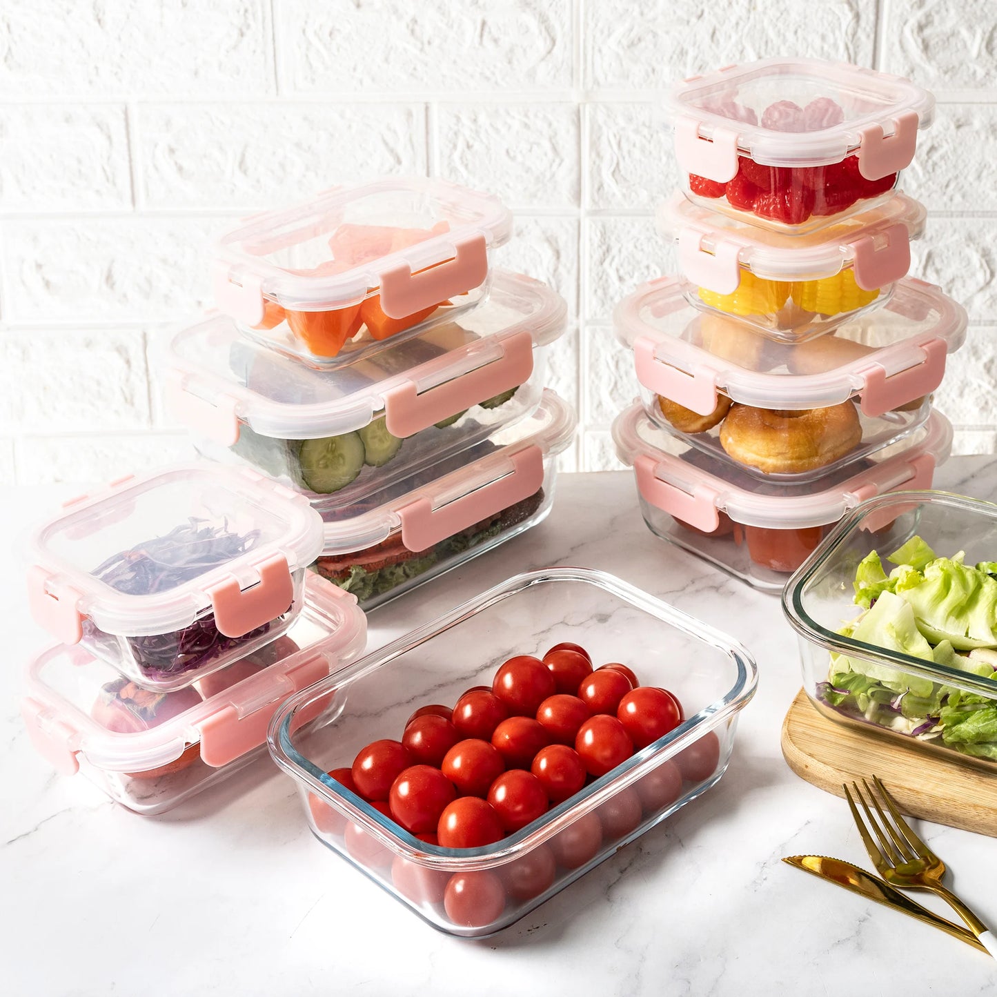 Glass Food Storage Containers Set Leakproof Airtight BPA Free Microwave