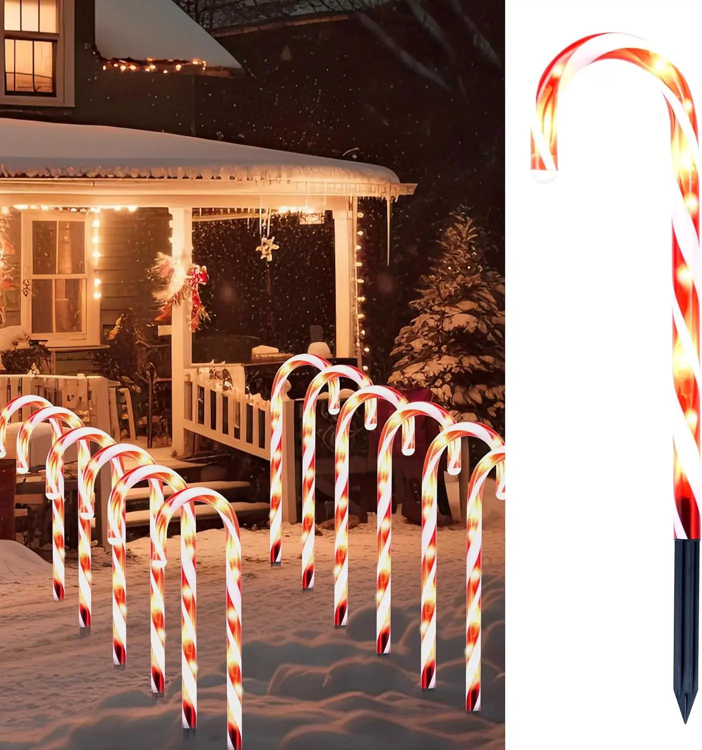 Joyfy Candy Cane Pathway Lights Set For Outdoor Christmas Decor