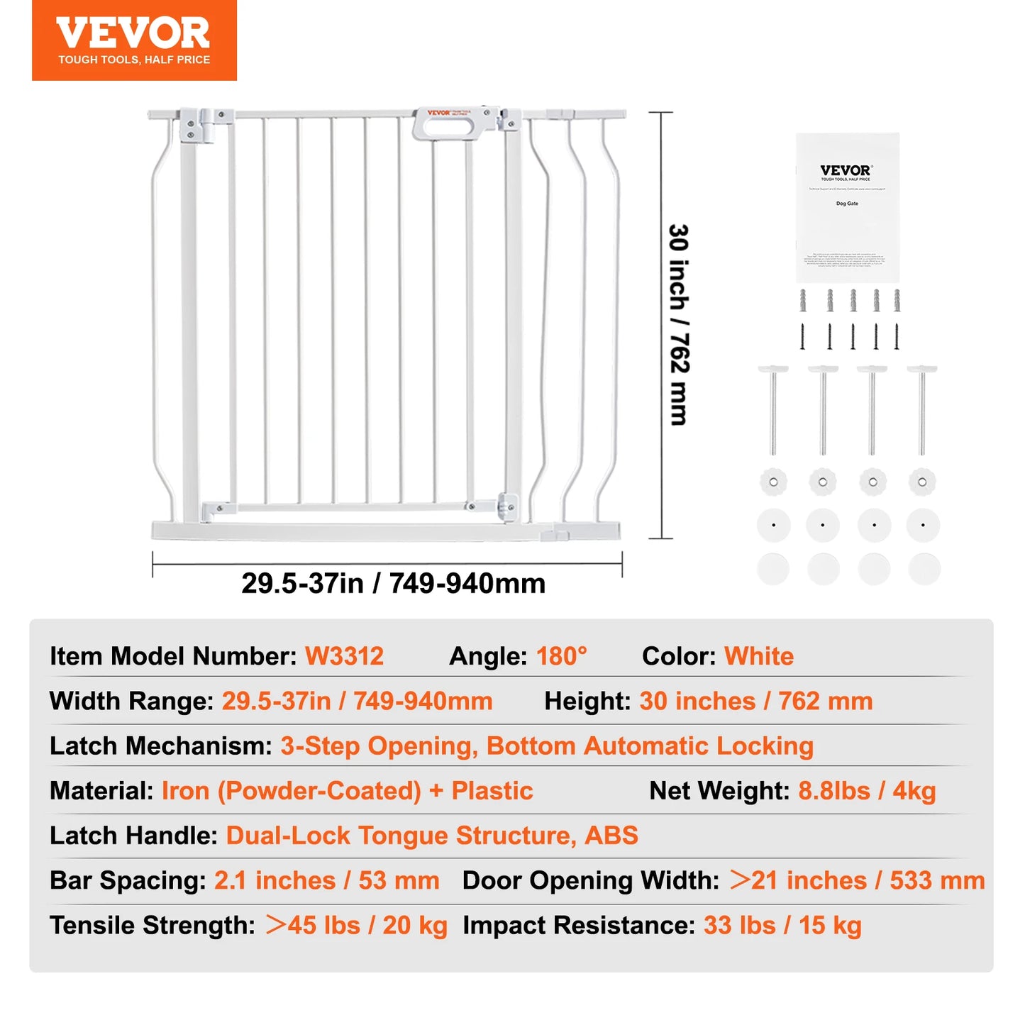 SucceBuy Baby Gate Pressure Mounted Walk Through For Pets And Kids