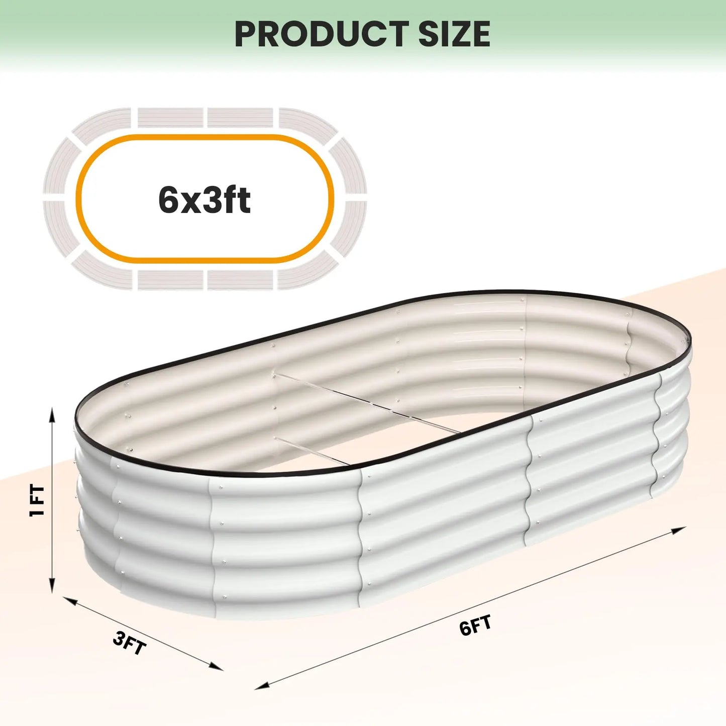 HiMISS 2Pack Oval Galvanized Steel Raised Garden Bed Set