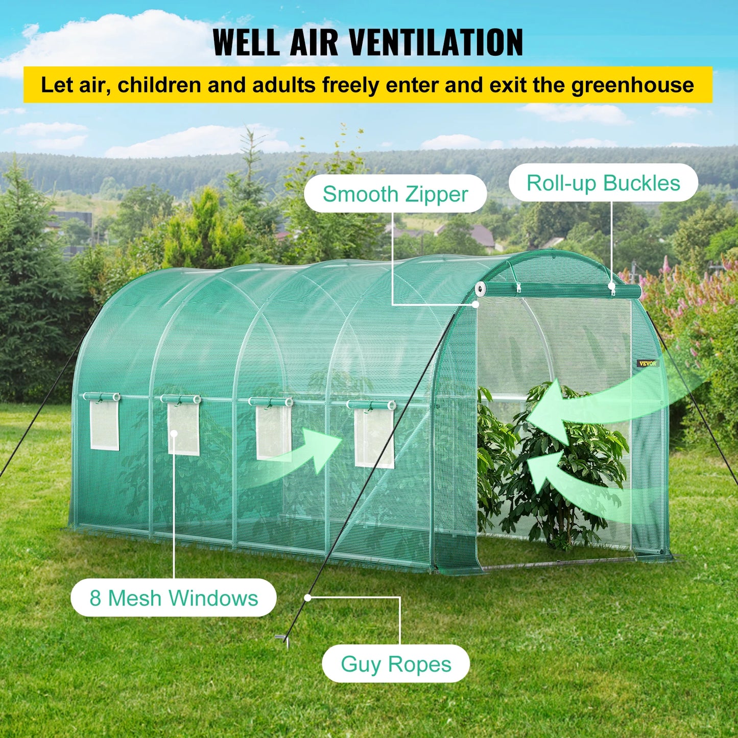 Vevor Walk In Tunnel Greenhouse With Galvanized Frame Waterproof Cover