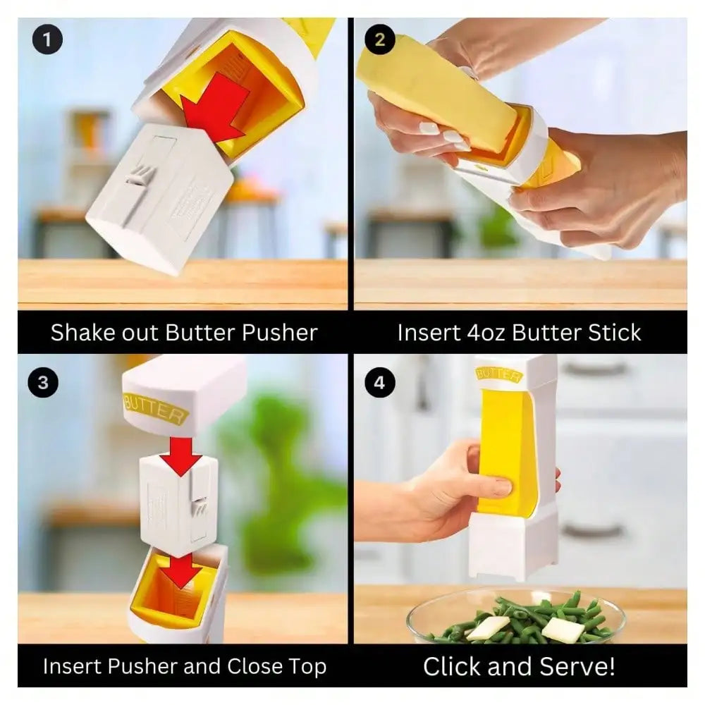 Butter Slicer Cutter Dispenser Stainless Steel Blade One Click Spreader