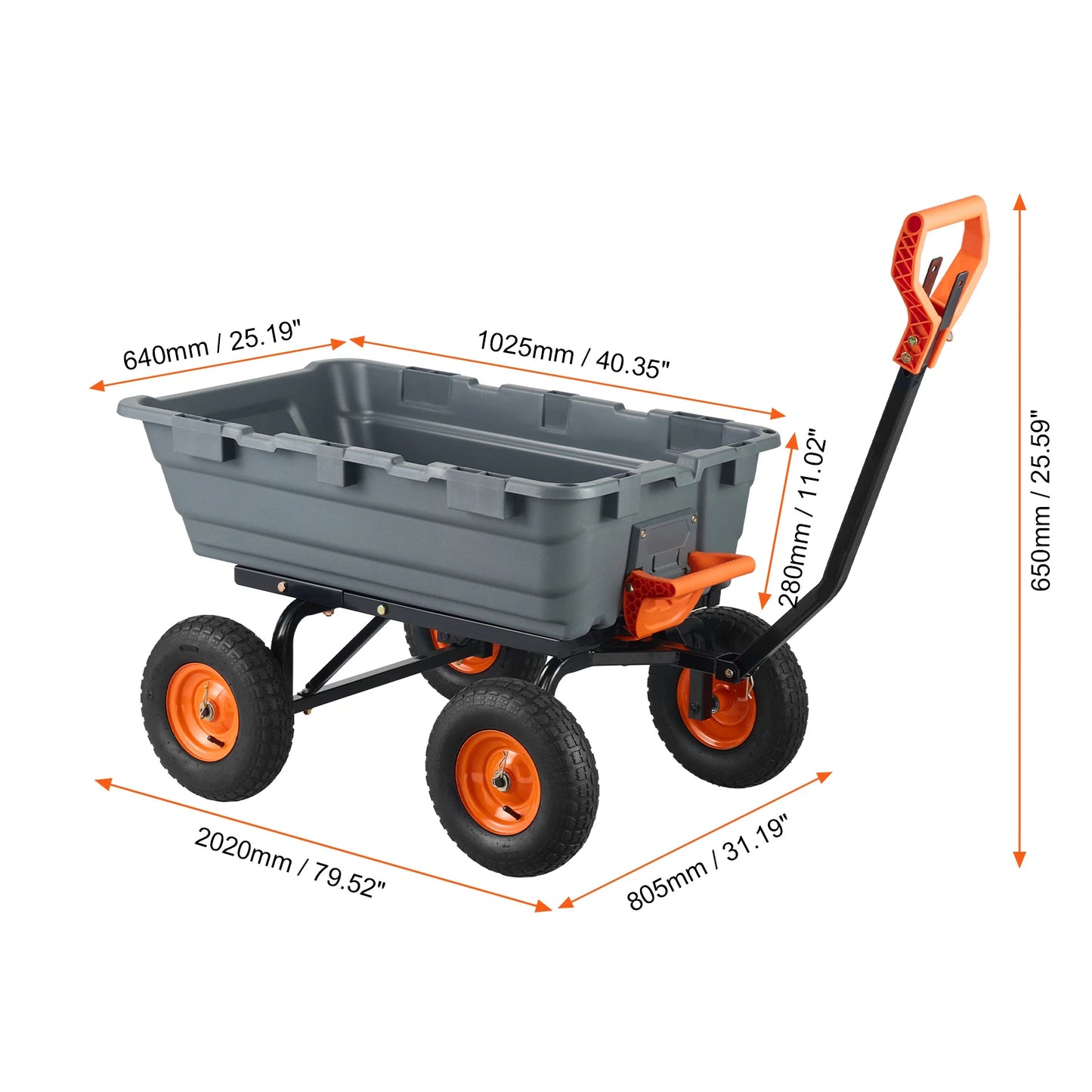 SucceBuy Dump Cart Poly Garden Cart With 2in1 Convertible Handle