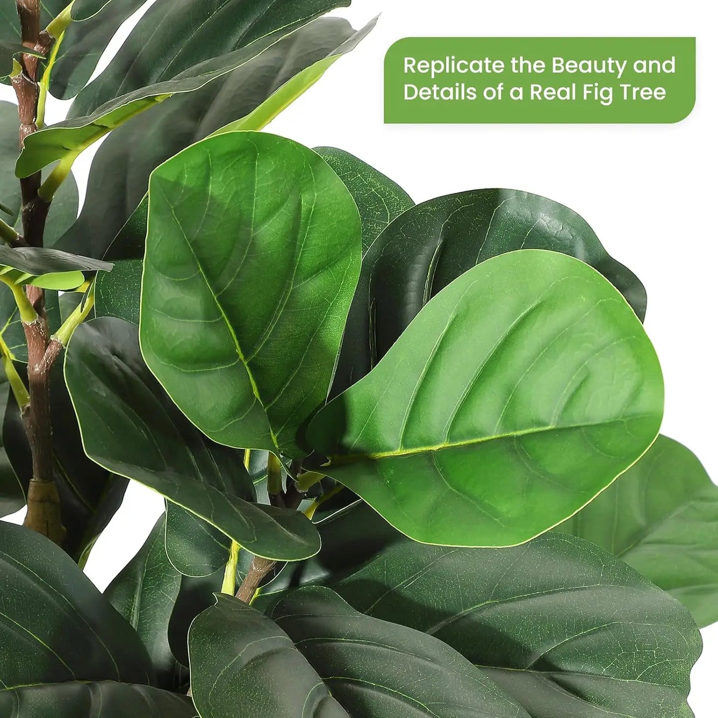 HiMISS Fiddle Leaf Fig Tree With Pot Faux Indoor Plant