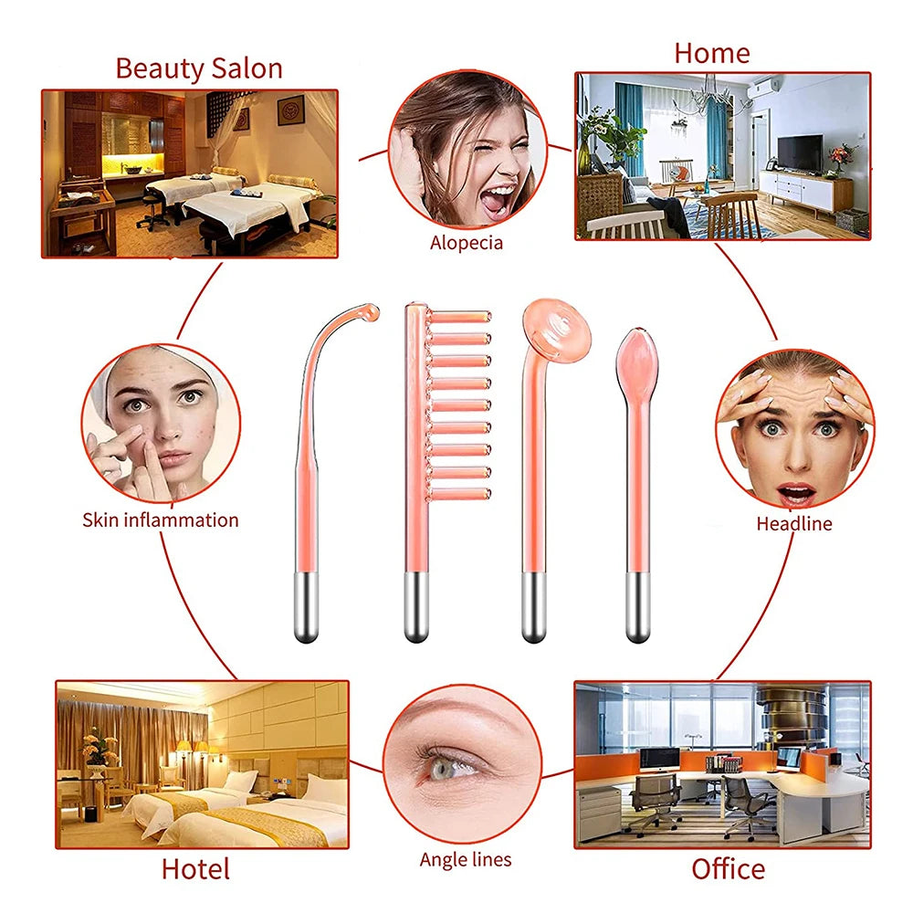 AOKO 4in1 High Frequency Facial Wand For Skin Acne Wrinkles