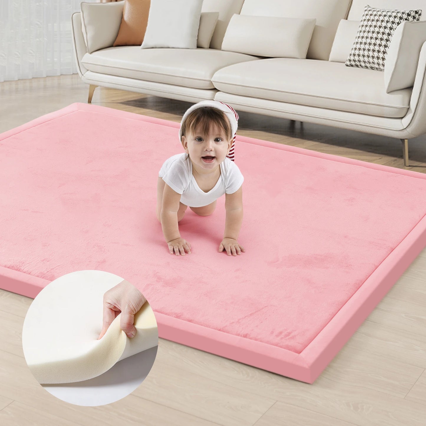 PaPaMat Memory Foam Playpen Mat With Non Slip Bottom For Living Room Rug