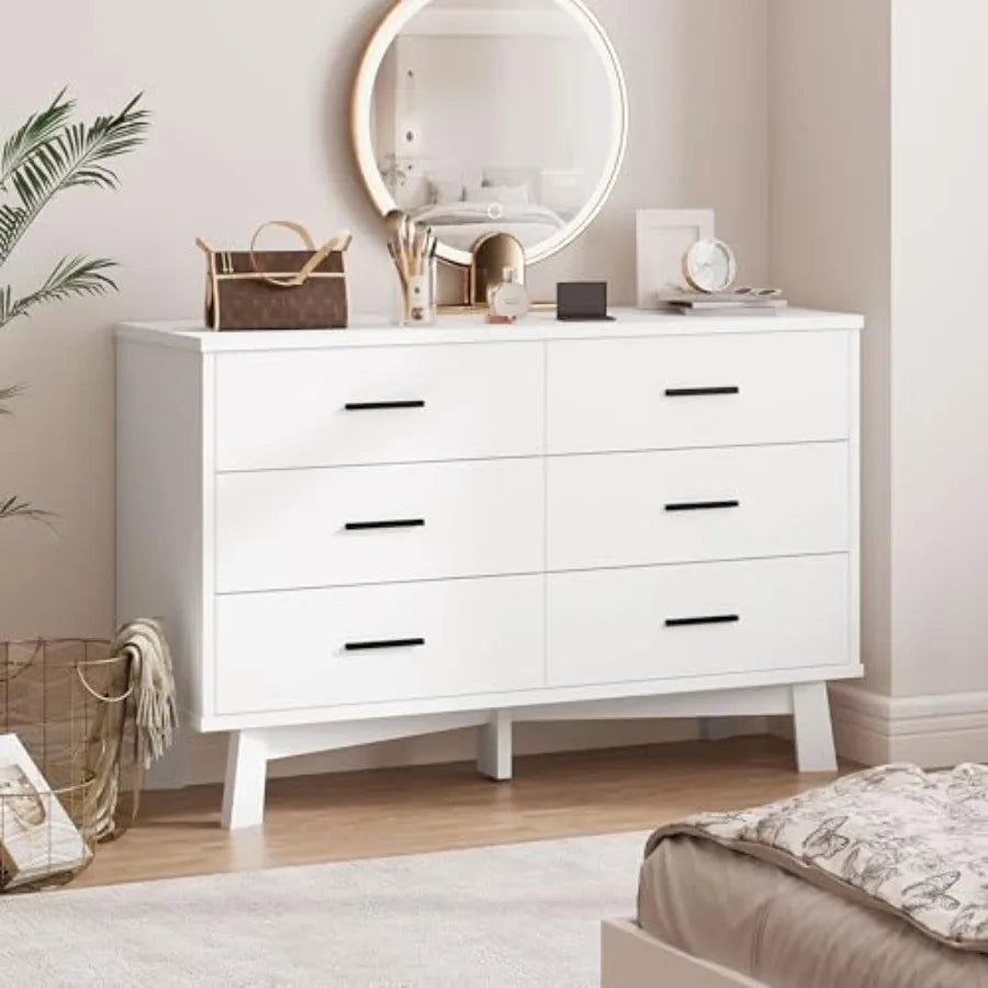 Modern 6 Drawer Dresser With X Shaped Base For Bedroom
