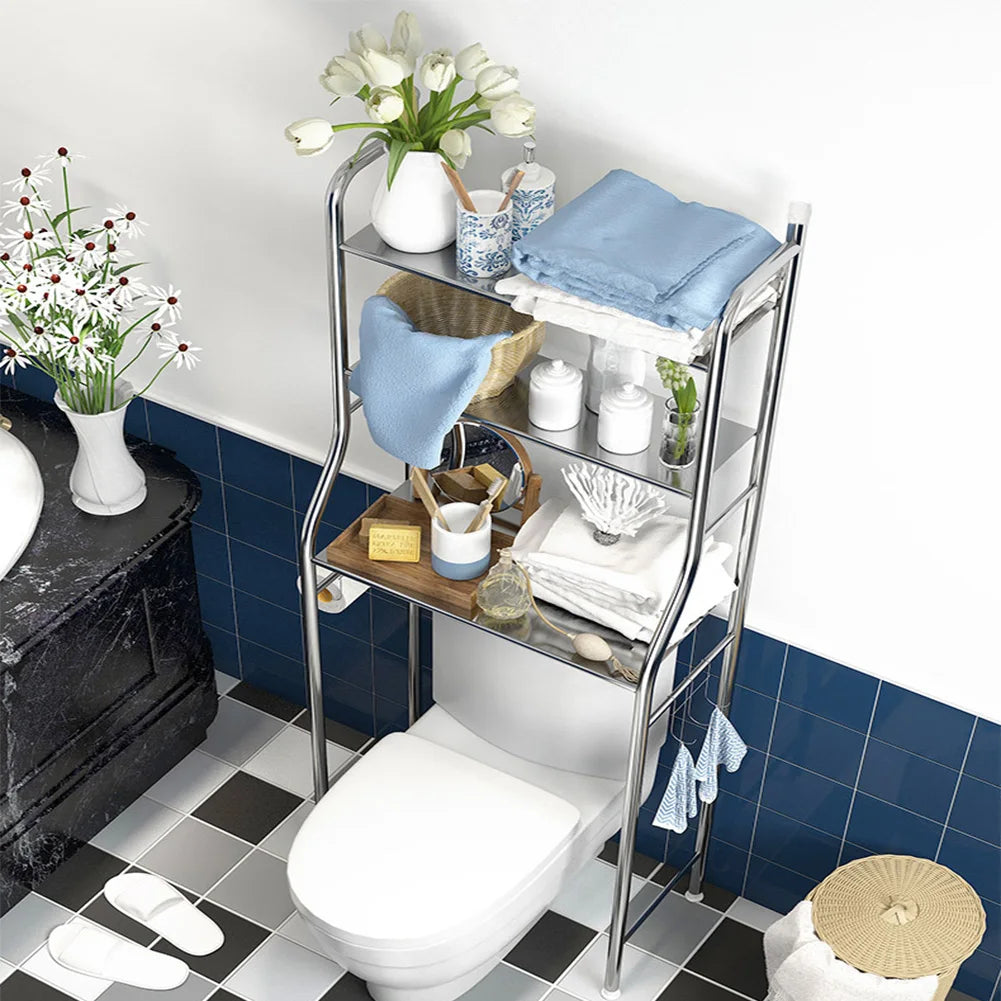 Studyset Over Toilet Storage Shelf Two Tier Freestanding Metal Organizer