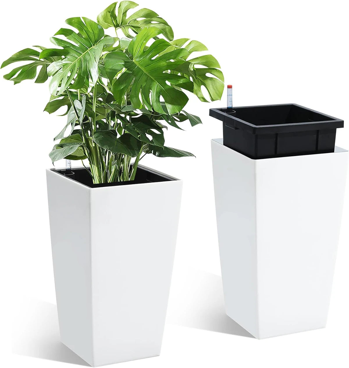 TWISTER.CK Rectangular Planter 2 With Drainage Holes Water Level Monitor