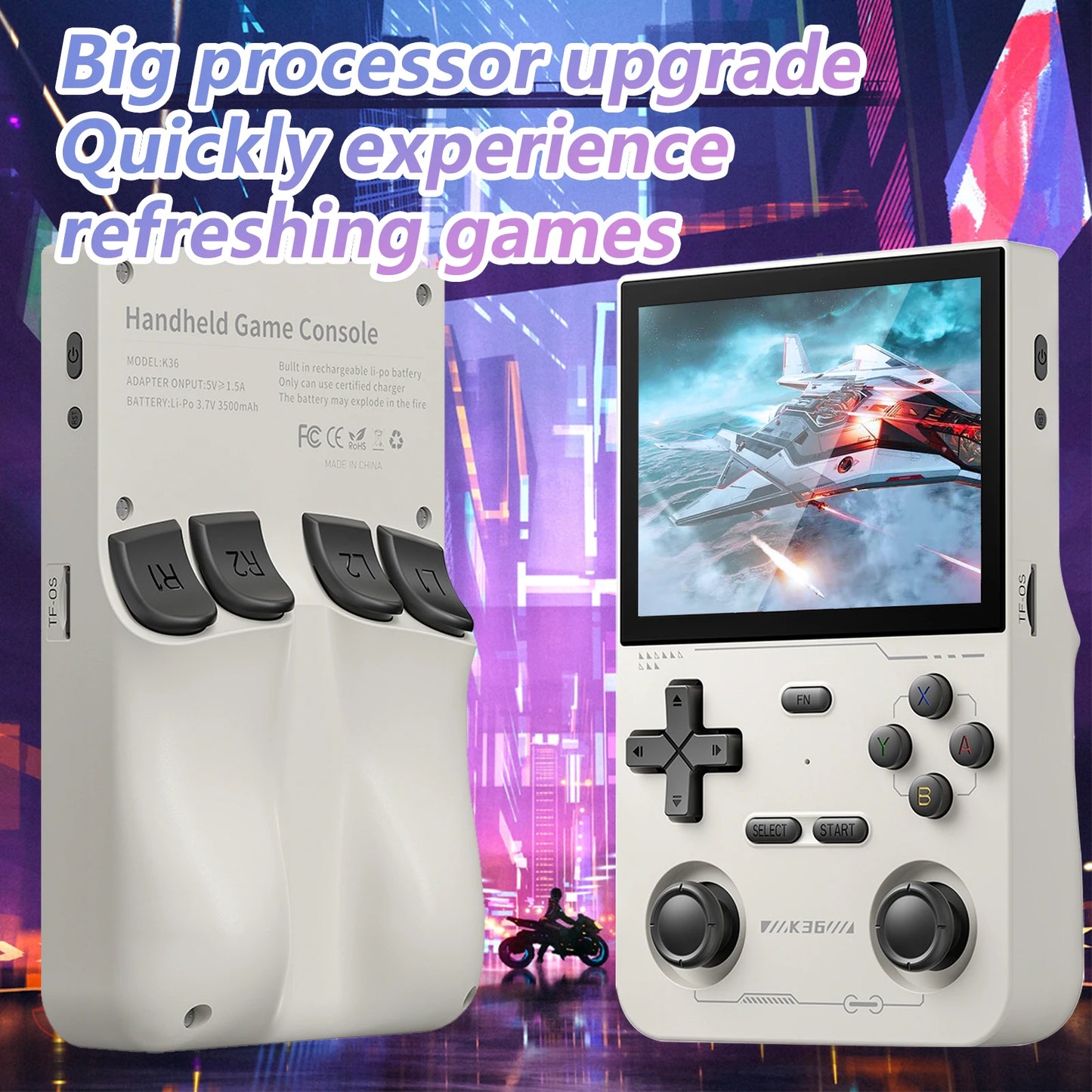 GAMINJA K36 Handheld Console 64GB Built In Games Portable