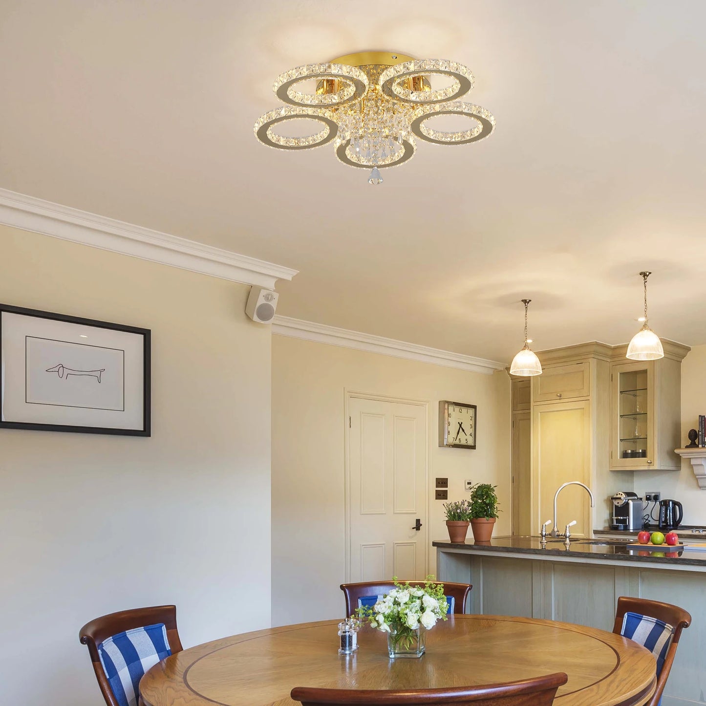 VETRULUS Crystal Ceiling Chandelier LED Light for Living Room