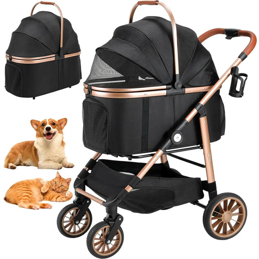Foldable Cat and Dog Stroller 2in1 With 360 Degree Wheels Max Load 25 Kg