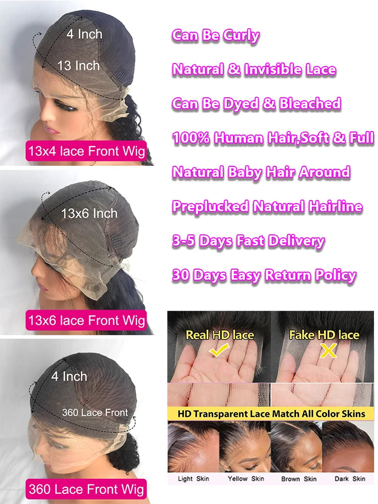 BEKAS 200% Real Density HD Lace Frontal Wig 360 Degree