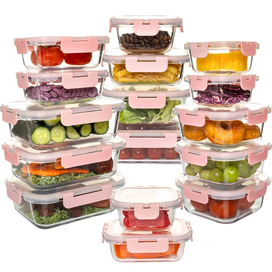 Glass Food Storage Containers Set Leakproof Airtight BPA Free Microwave