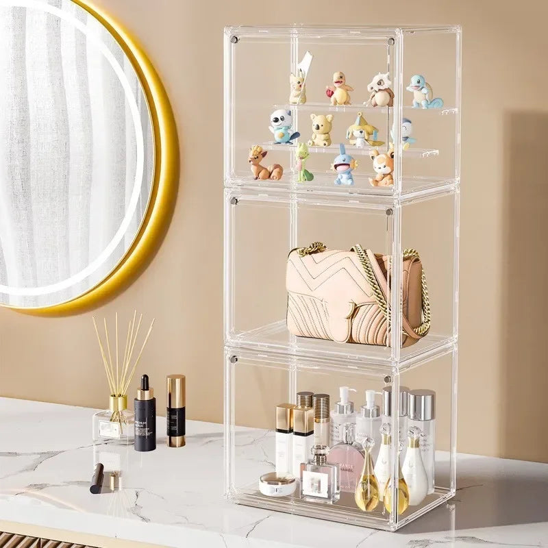 Clear Display Box Stackable Plastic Dustproof Storage Bins For Collectibles