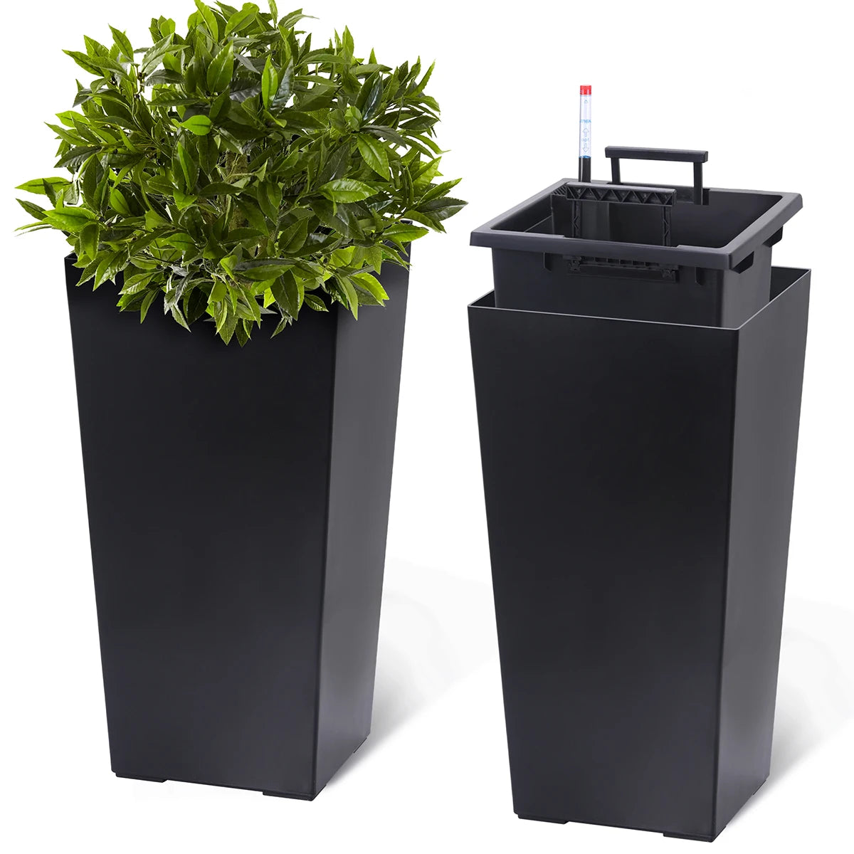 TWISTER.CK Rectangular Planter 2 With Drainage Holes Water Level Monitor