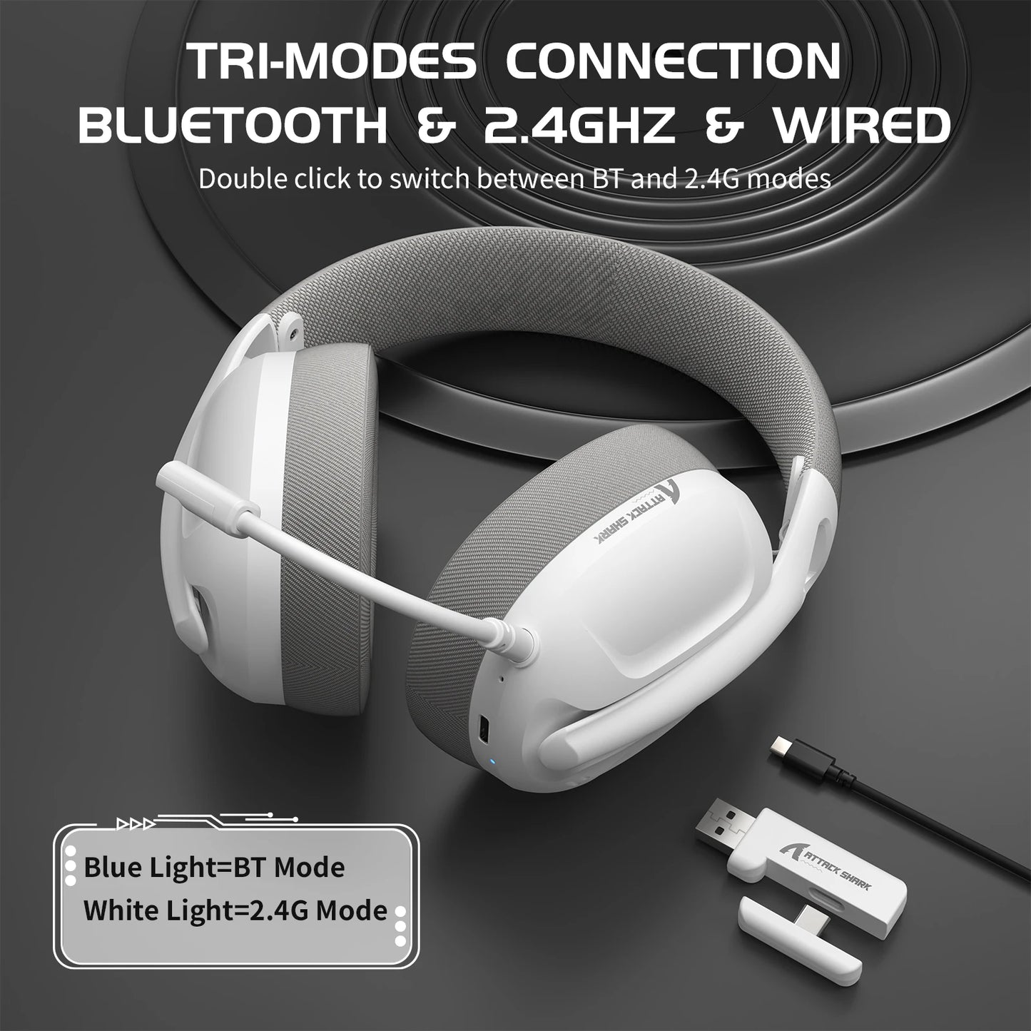Attack Shark L80 Ultra Light Tri Mode Wireless Gaming Headset