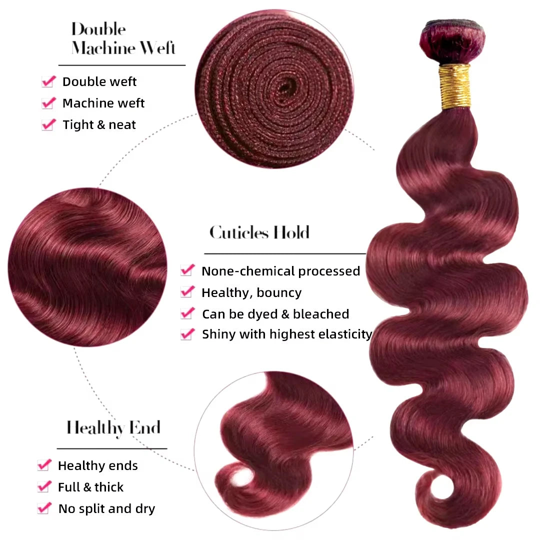Luckathy Brazilian Virgin Hair Weave Extensions 1/3/4 Bundles