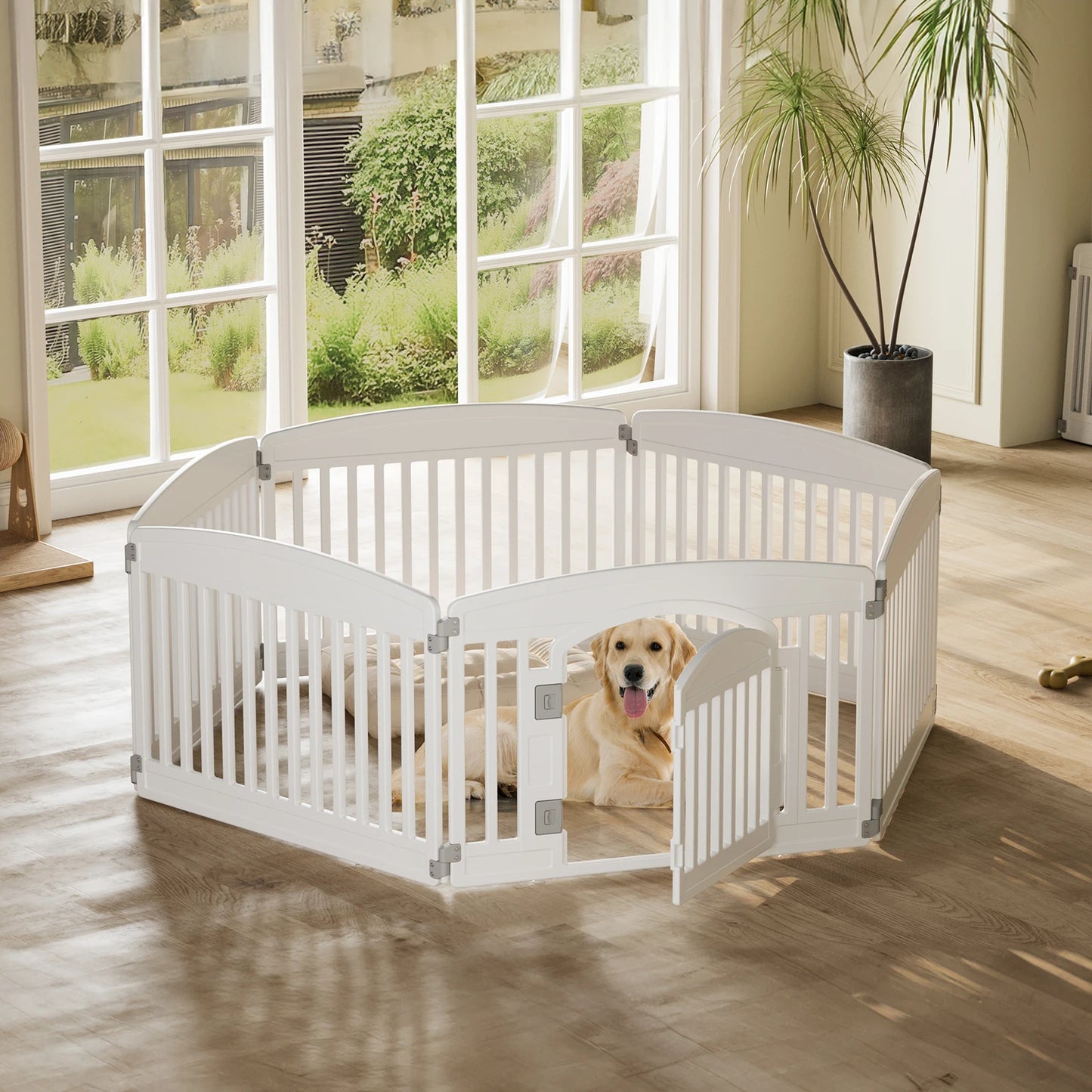 JHK Plastic Dog Playpen Expandable Durable Fence For Medium Dogs