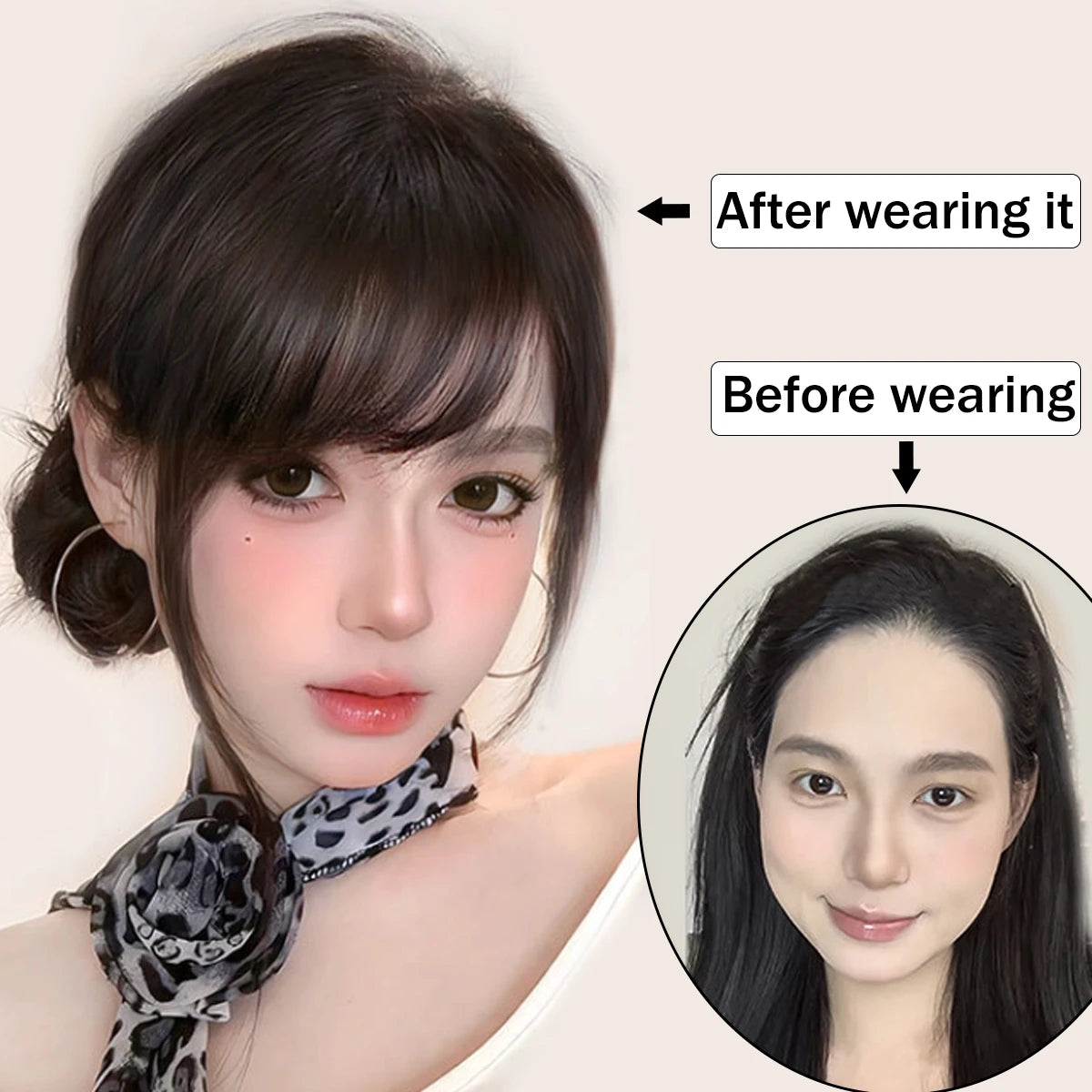Synthetic Slanted Bangs Clip In Hair Extensions for Women