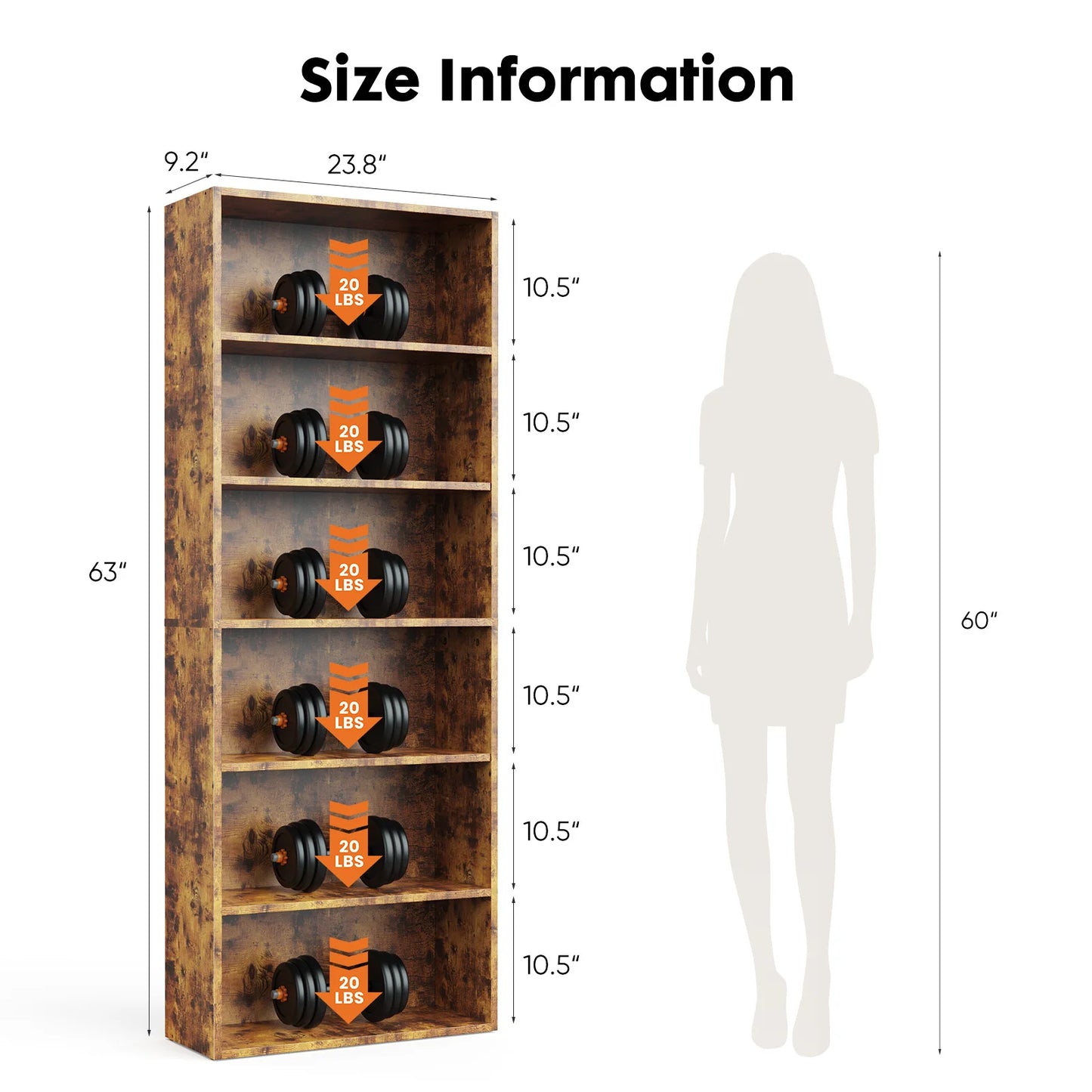 JHK Wooden Shelf Bookcase Floor Standing Modern Minimalist