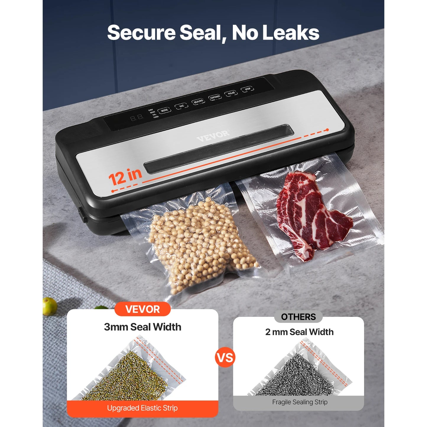 VEVOR 80Kpa 120W Electric Vacuum Sealer 7 In 1 Dry Wet Built In Cutter