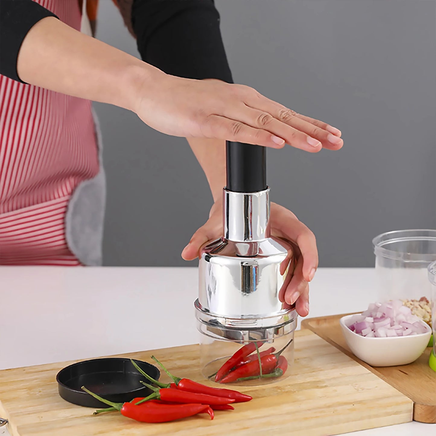 Manual Food Chopper Handheld Slap Press For Onions Garlic Nuts