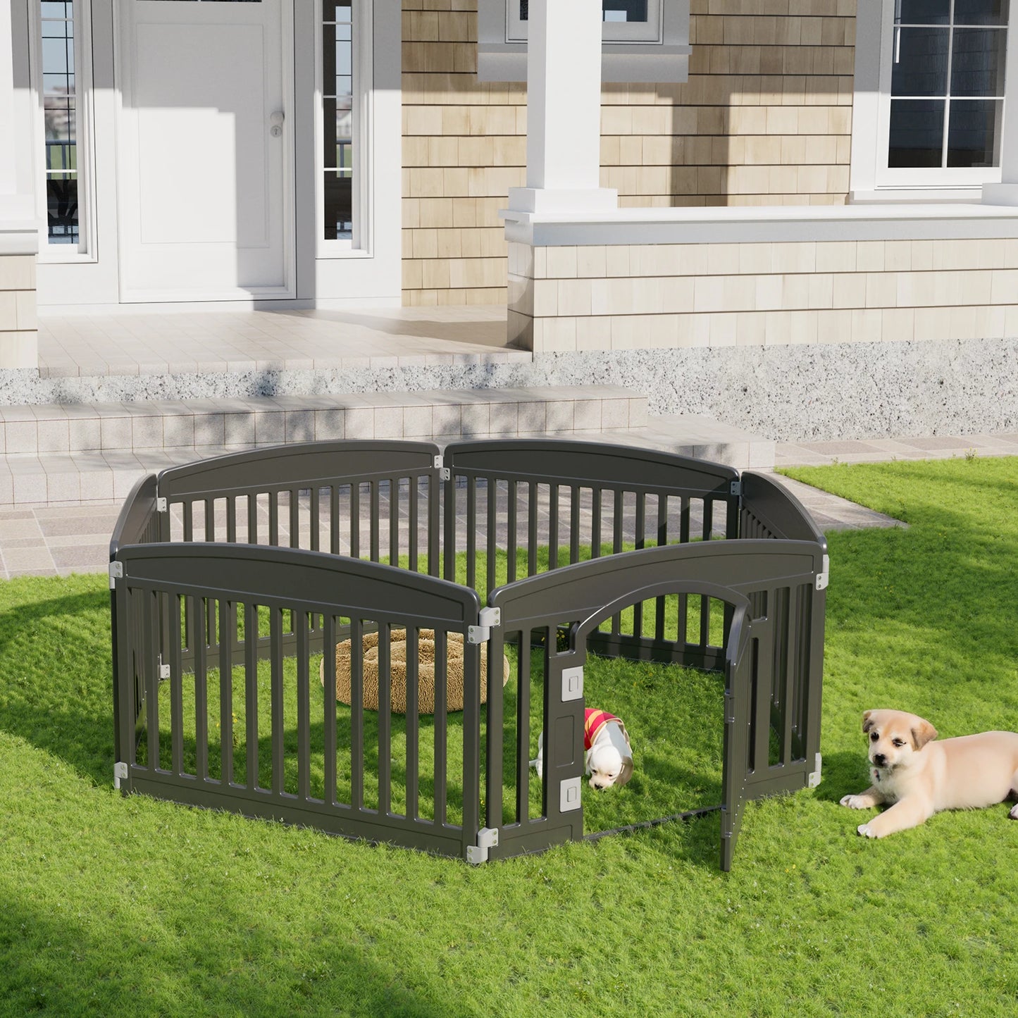 JHK Plastic Dog Playpen Expandable Durable Fence For Medium Dogs