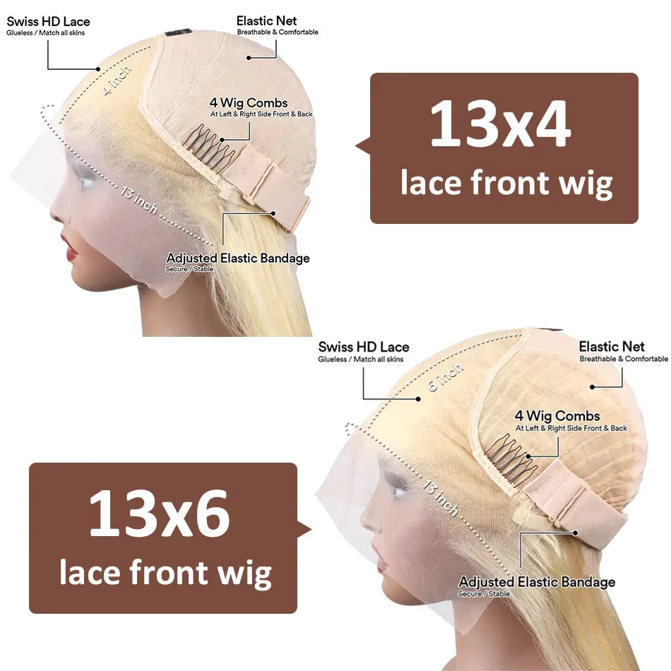 Wigogo Remy Brazilian Human Hair Lace Frontal Wig Body Wave