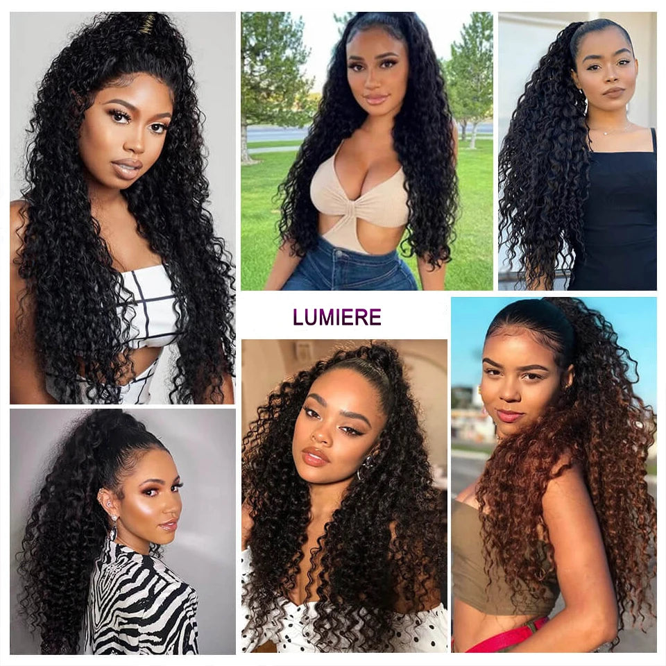 Lumiere Hair Afro Kinky Deep Water Wave Clip In Ponytail