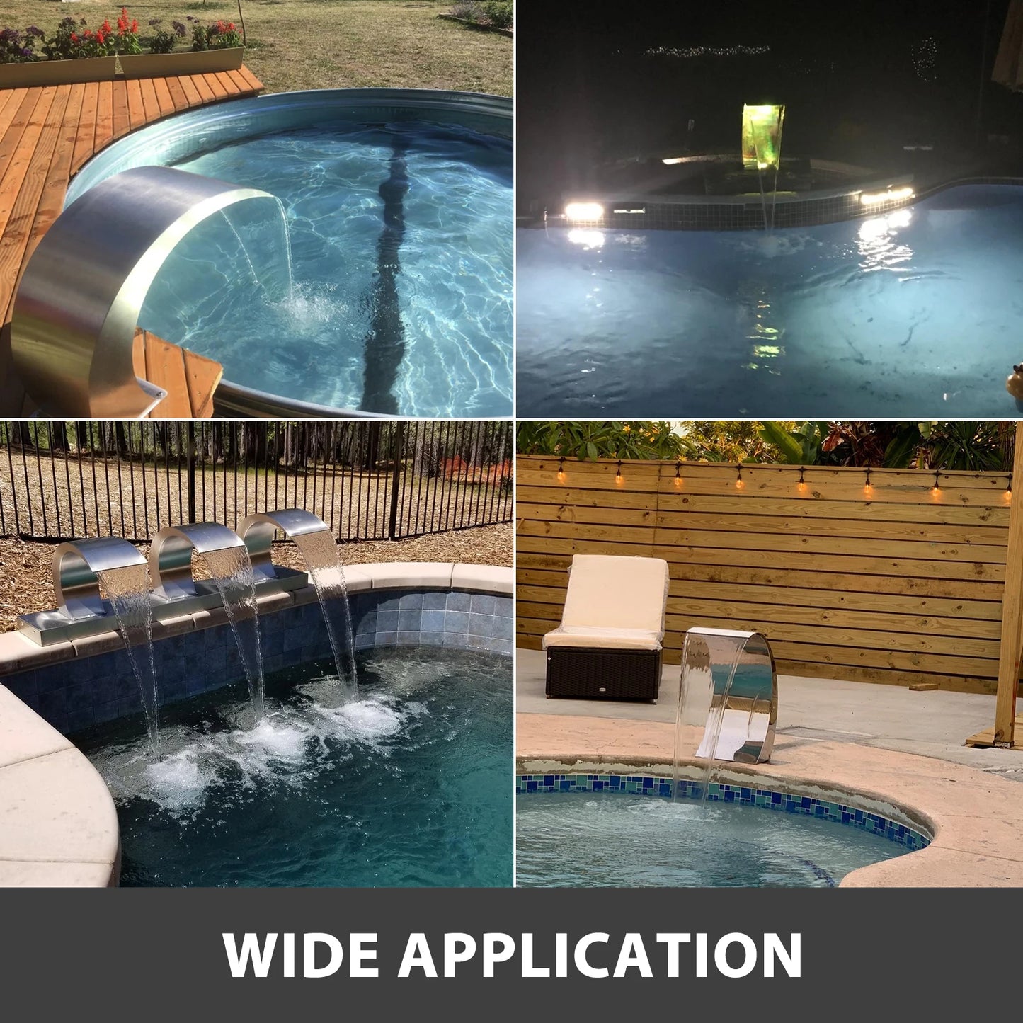 SucceBuy Stainless Steel Pool Fountain Waterfall for Garden Pond