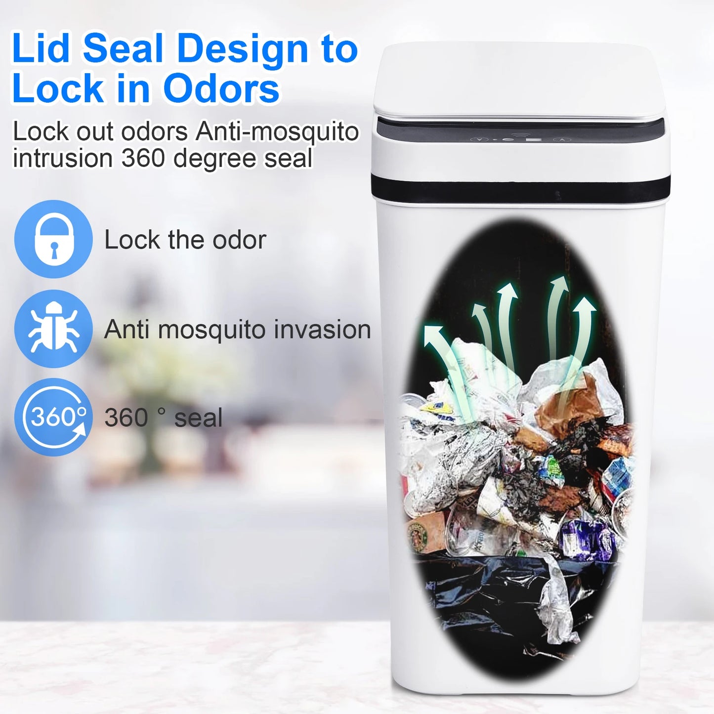 2 Pack 12L Motion Sensor Trash Cans With Odorless Lid