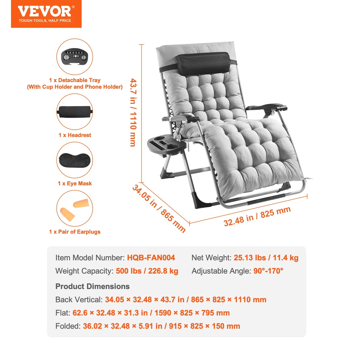 SucceBuy Zero Gravity Chair Outdoor Recliner With Footrest And Cupholder