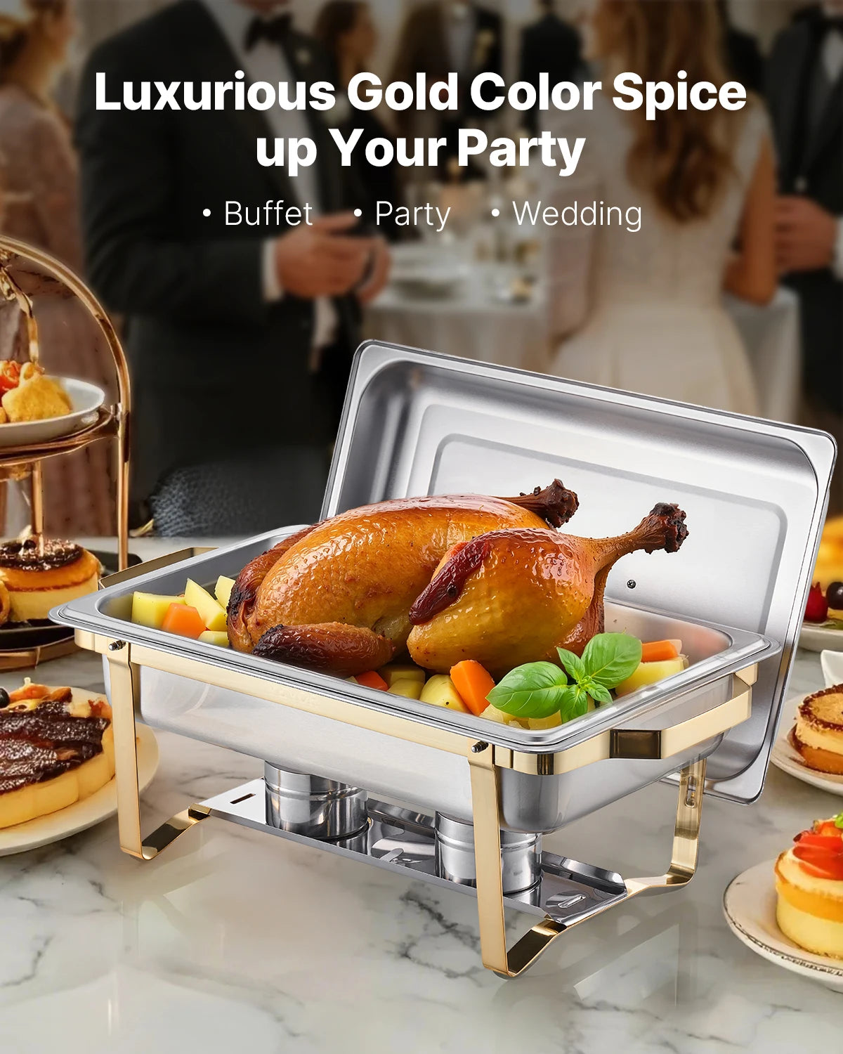 SucceBuy Stainless Steel Chafing Dish Buffet Set With Pans 4 Pack