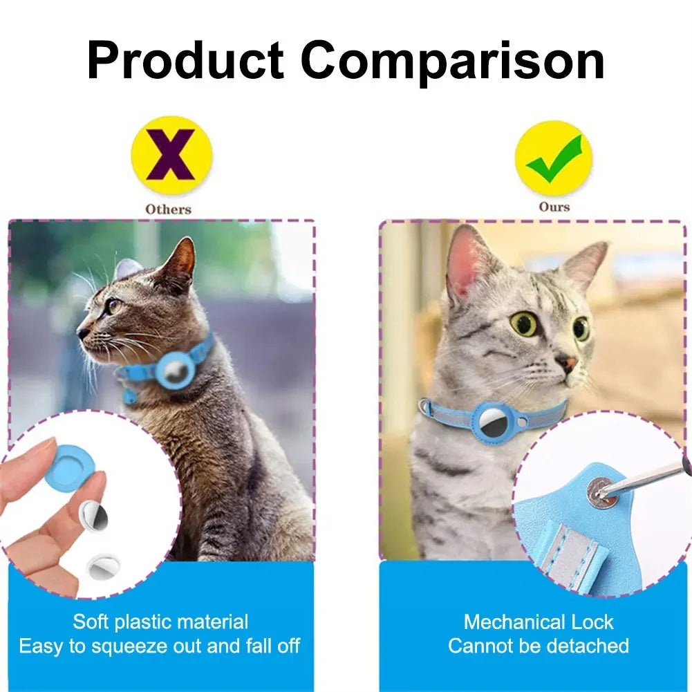 Shunmaii Reflective Cat Collar With AirTag Holder For Kitten Safety