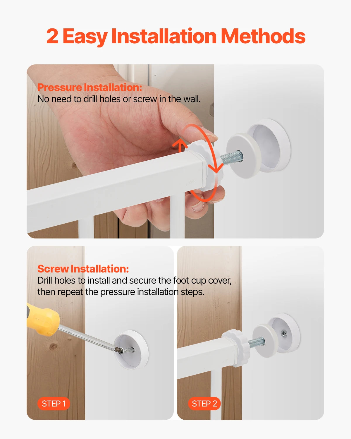 SucceBuy Baby Gate Pressure Mounted Walk Through For Pets And Kids