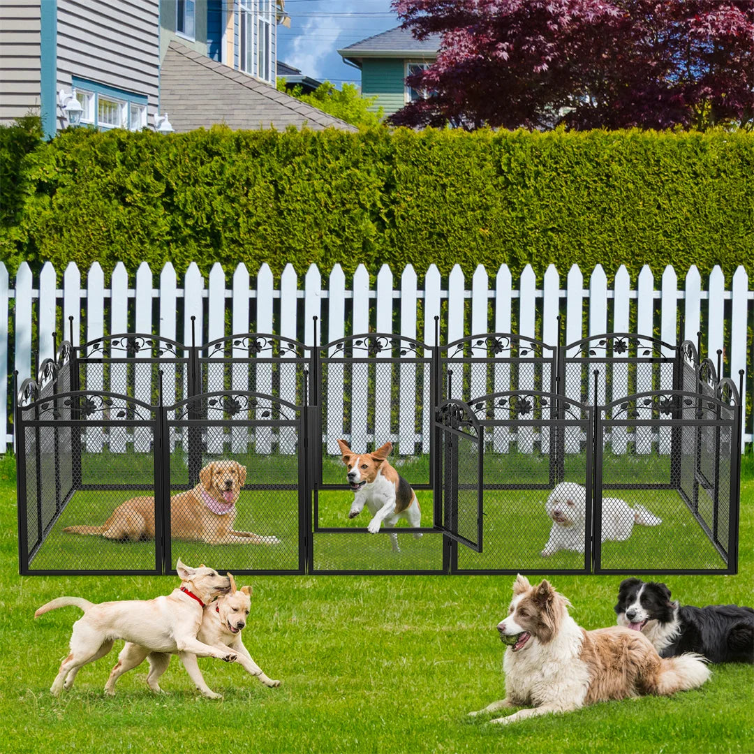 BINGOPAW 8 Panel Heavy Duty Dog Playpen Indoor Outdoor Fence Waterproof Pad
