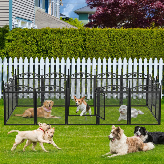 BINGOPAW 8 Panel Heavy Duty Dog Playpen Indoor Outdoor Fence Waterproof Pad