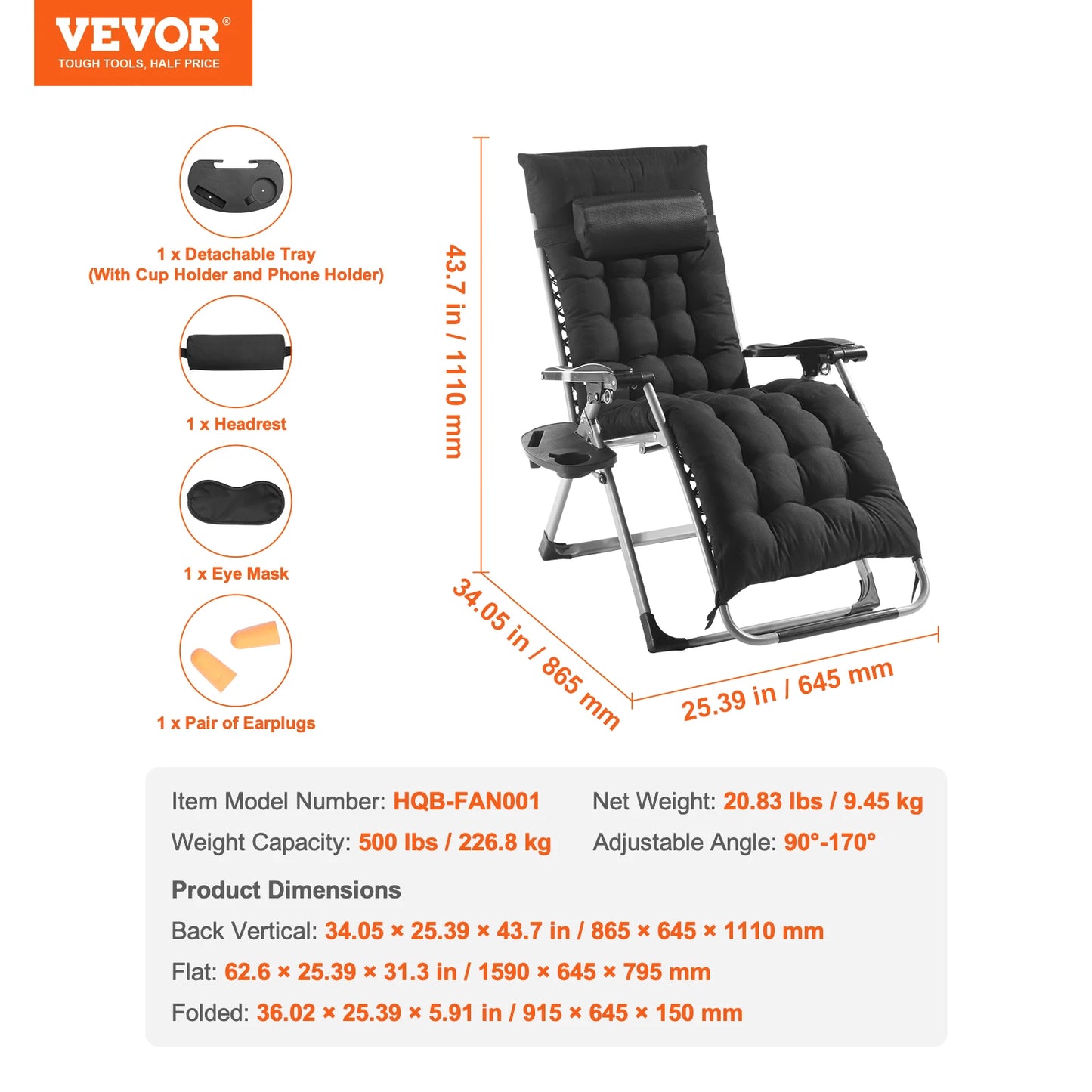 SucceBuy Zero Gravity Chair Outdoor Recliner With Footrest And Cupholder