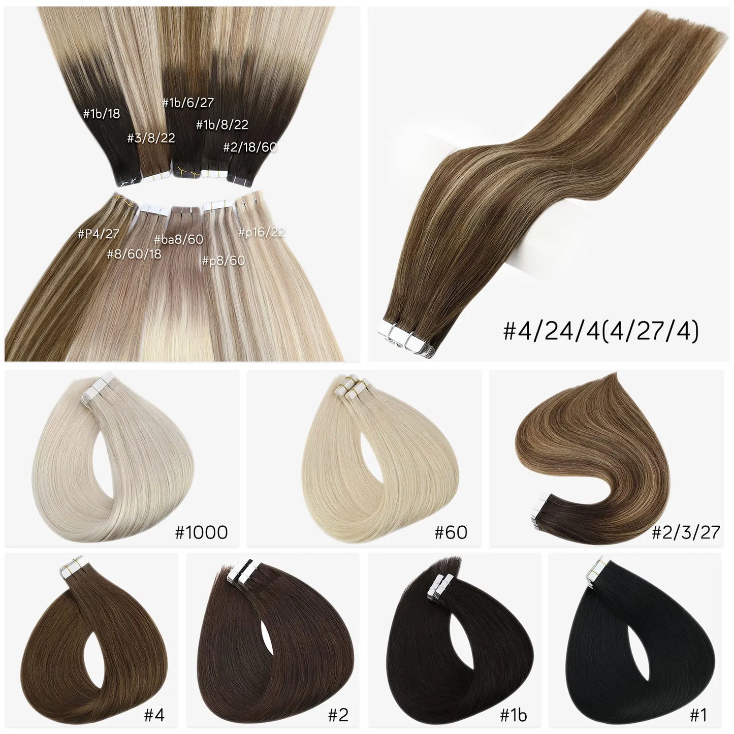 Full Shine Hair Tape In Remy Natural Human Hair Extensions