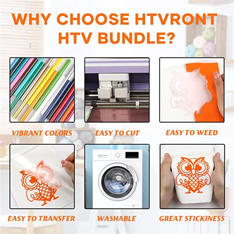 HTVRONT HTV Heat Transfer Vinyl Bundle For T Shirts DIY