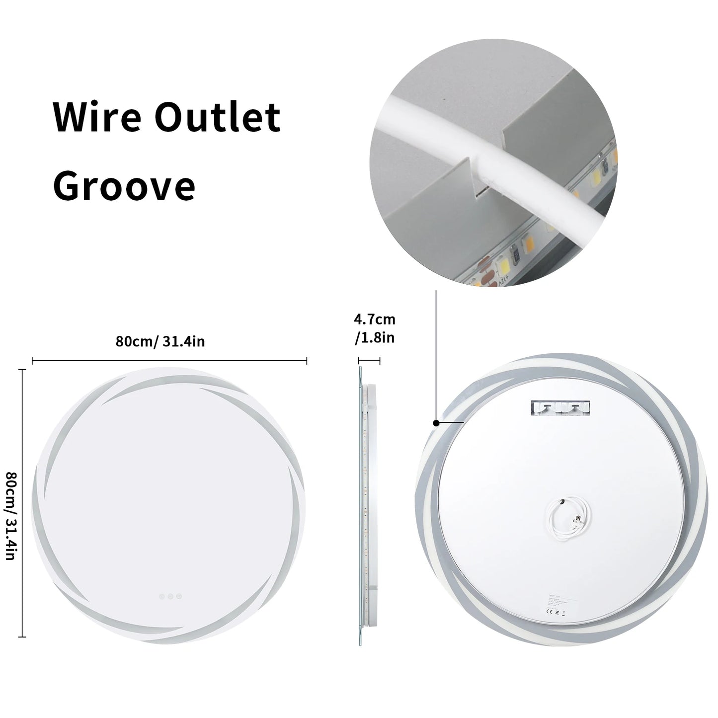 Anti Fog LED Round Vanity Mirror Backlit Shatterproof For Bathrooms